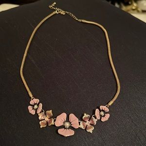 Gold and pink flower necklace